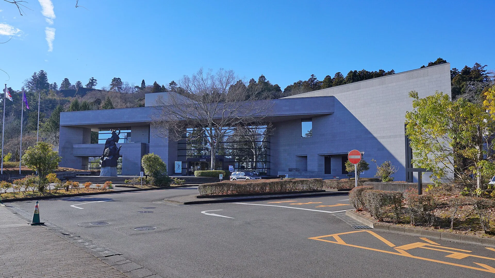 The exterior and entrance of Sendai City Museum in December 2025.